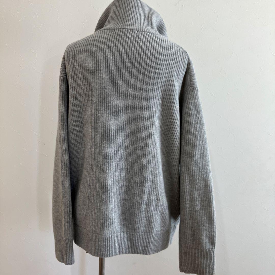 23区　【洗える】カシミヤブレンド ジップアップ ニットブルゾン グレー