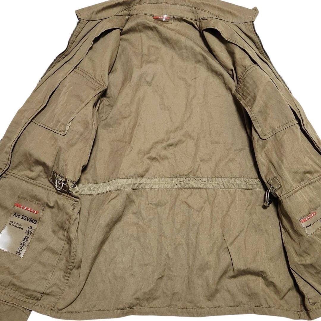 プラダスポーツ ミリタリージャケット メンズ52 XXL相当 カーキ 美品