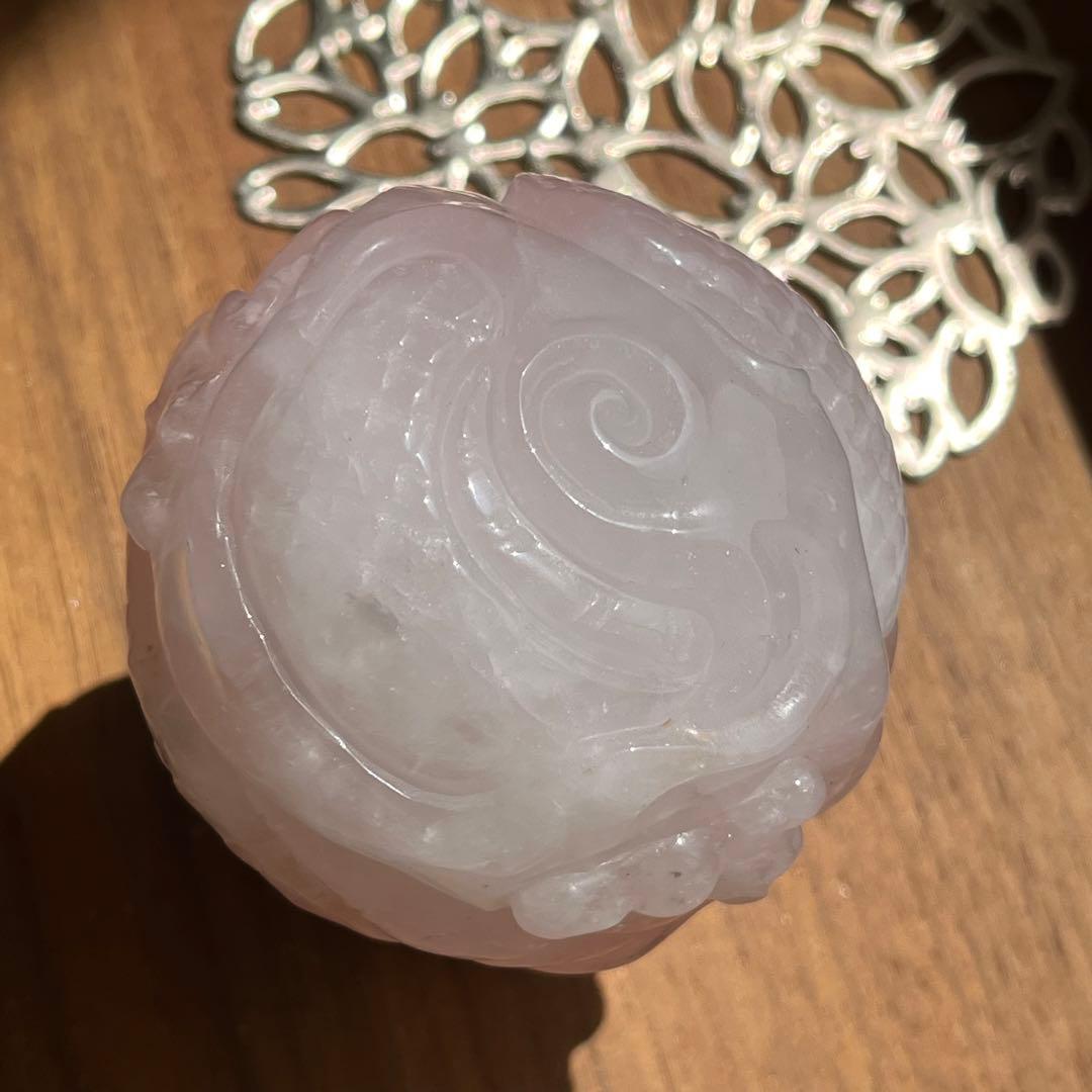 天然石 ローズクォーツ 龍玉（ドラゴンボール）直径67mm