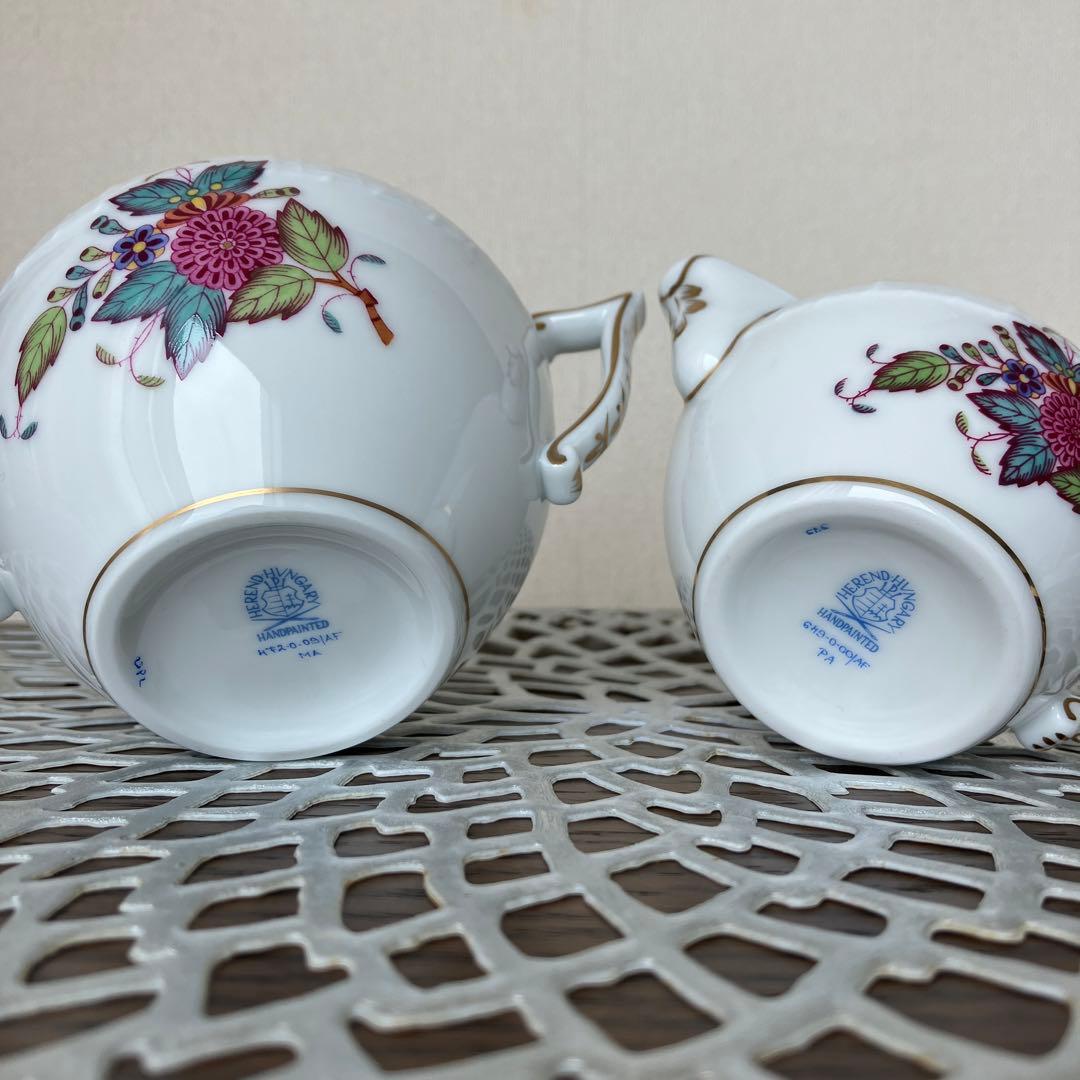 ヘレンド＊アポニー・フラワー＊シュガーポットとクリーマー・ハンガリーで購入
