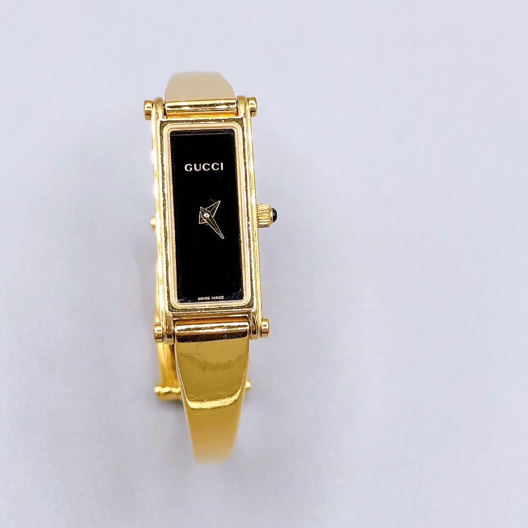 GUCCI ゴールド クオーツ バングル 1500L 腕時計 電池交換済 稼働