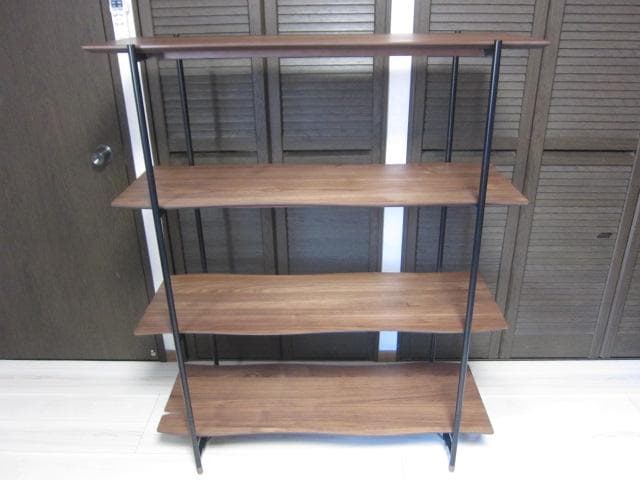 東谷 4段 オープンシェルフJPB-102 天然木ウォルナット/ スチール