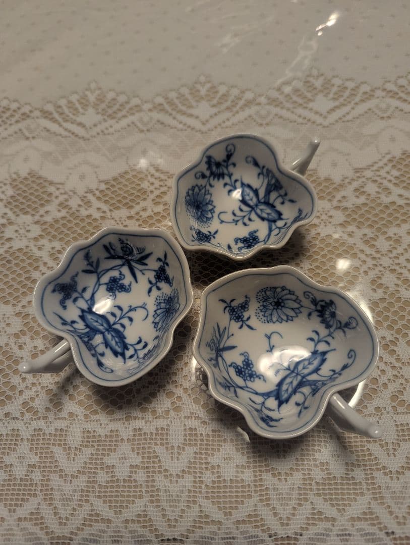 マイセン　ブルーオニオン　リーフディッシュ　３個セット