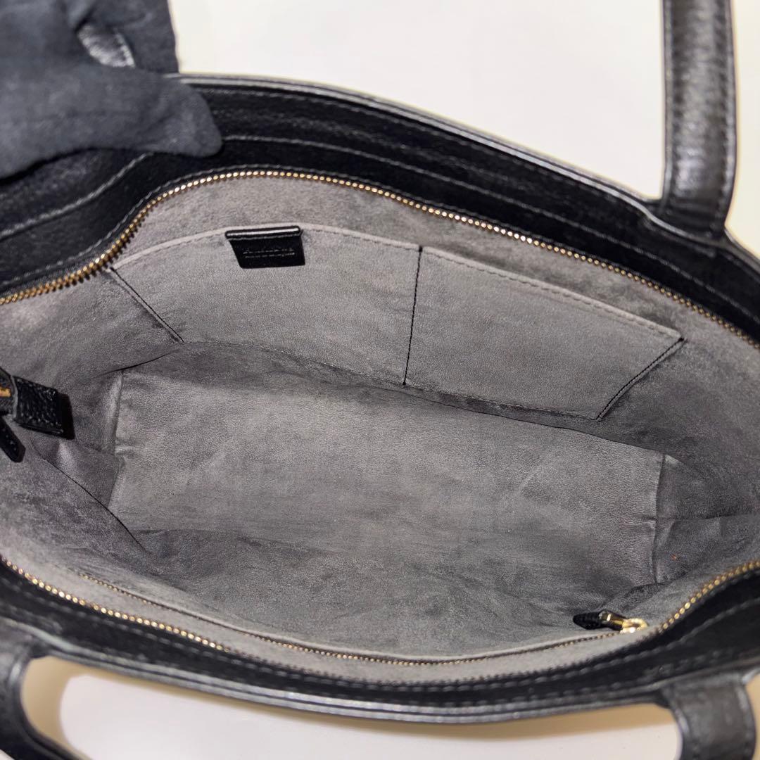 美品　ハッシュタグ　トートバッグ　本革　オールレザー　肩がけ　A4 黒
