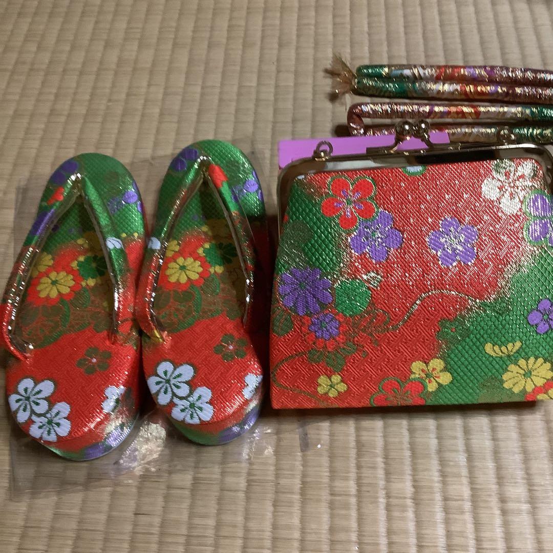 七五三七歳向き　作り帯＋筥迫セット　帯幅18センチ　草履21センチ