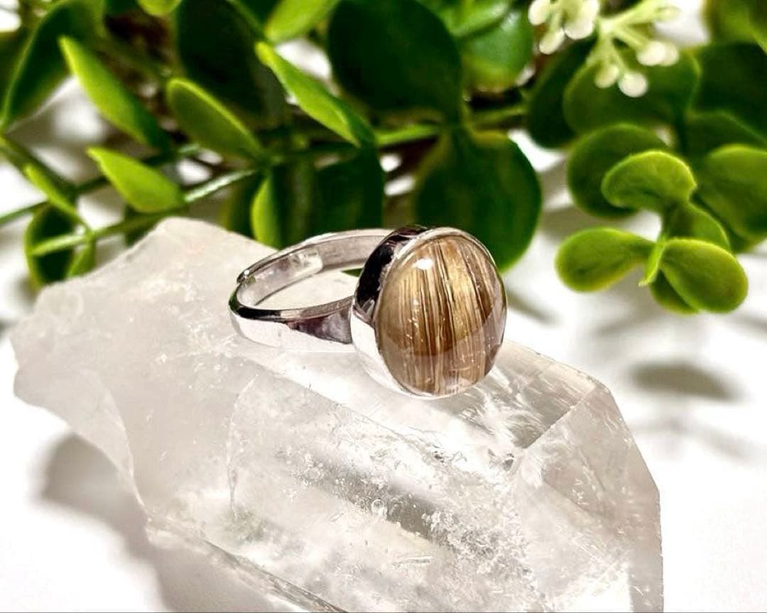 再販不可　夢幻品質　天然石の王者　奇跡のジンタイチンルチルキャッツアイ極上リング