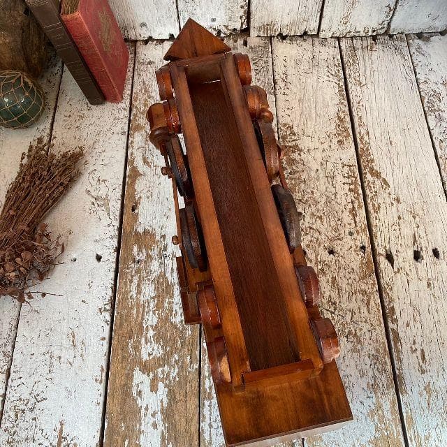 ヴィンテージ ウッド ロコモーティブ オブジェ 木製 機関車 小物入れ 汽車