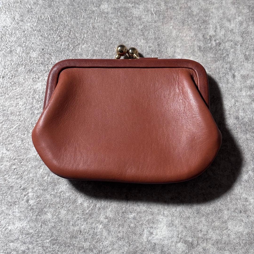 希少 美品 オールドコーチ がま口 ケース グラブタンレザー ブラウン