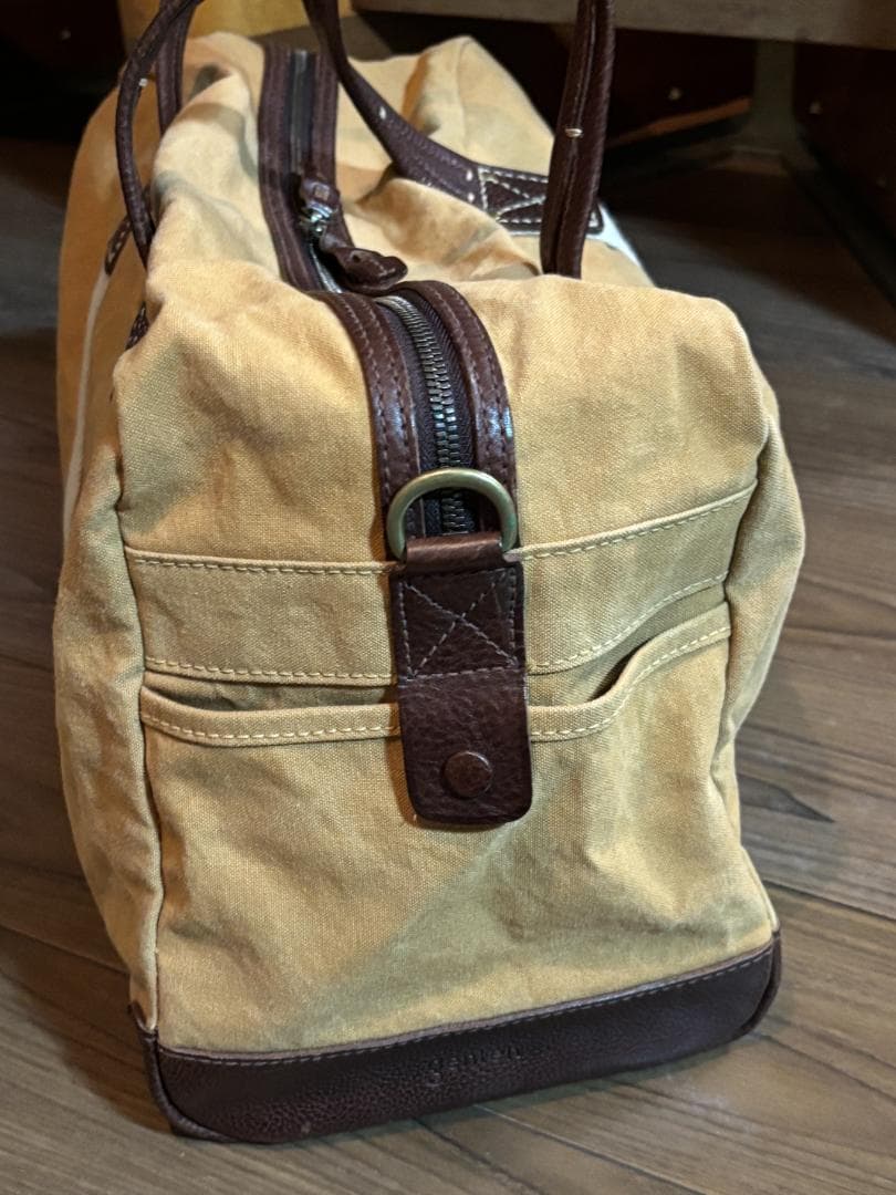 ＜genten（ゲンテン）＞　ボストンバッグ　キャンバス＆レザー　ショルダー紐付