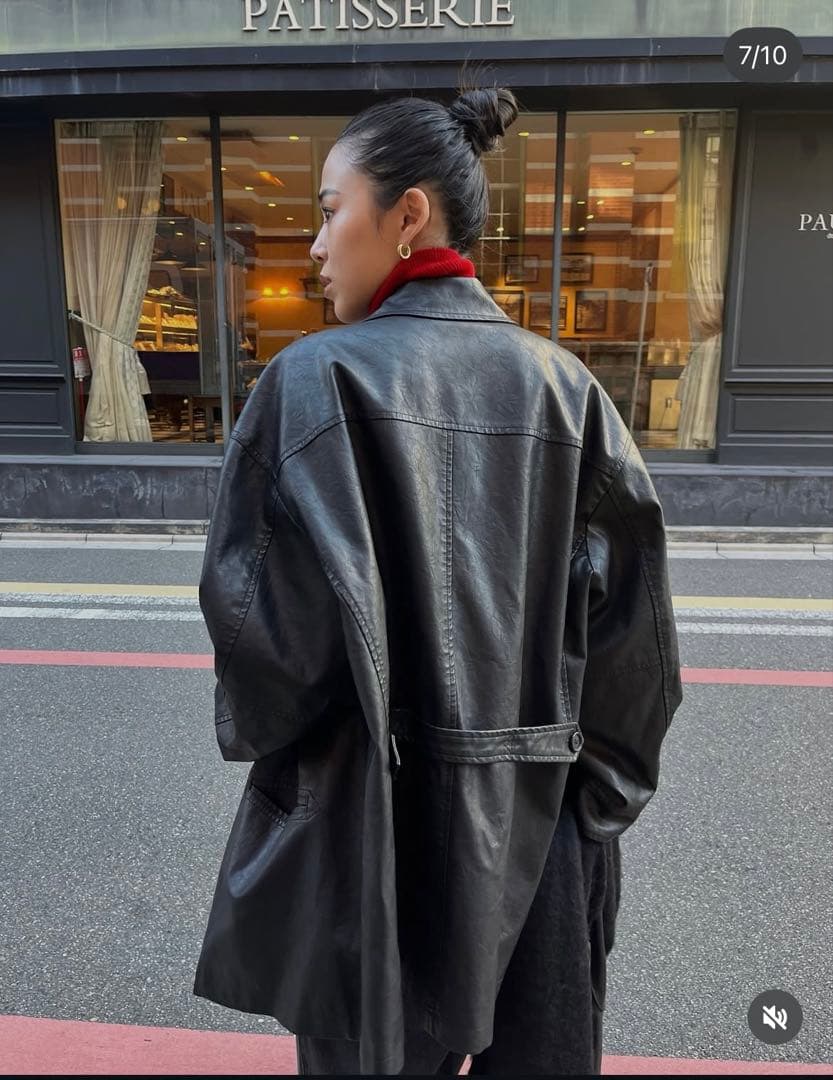 ジャケット・アウター efu VINTAGE FAUX LEATHER COAT