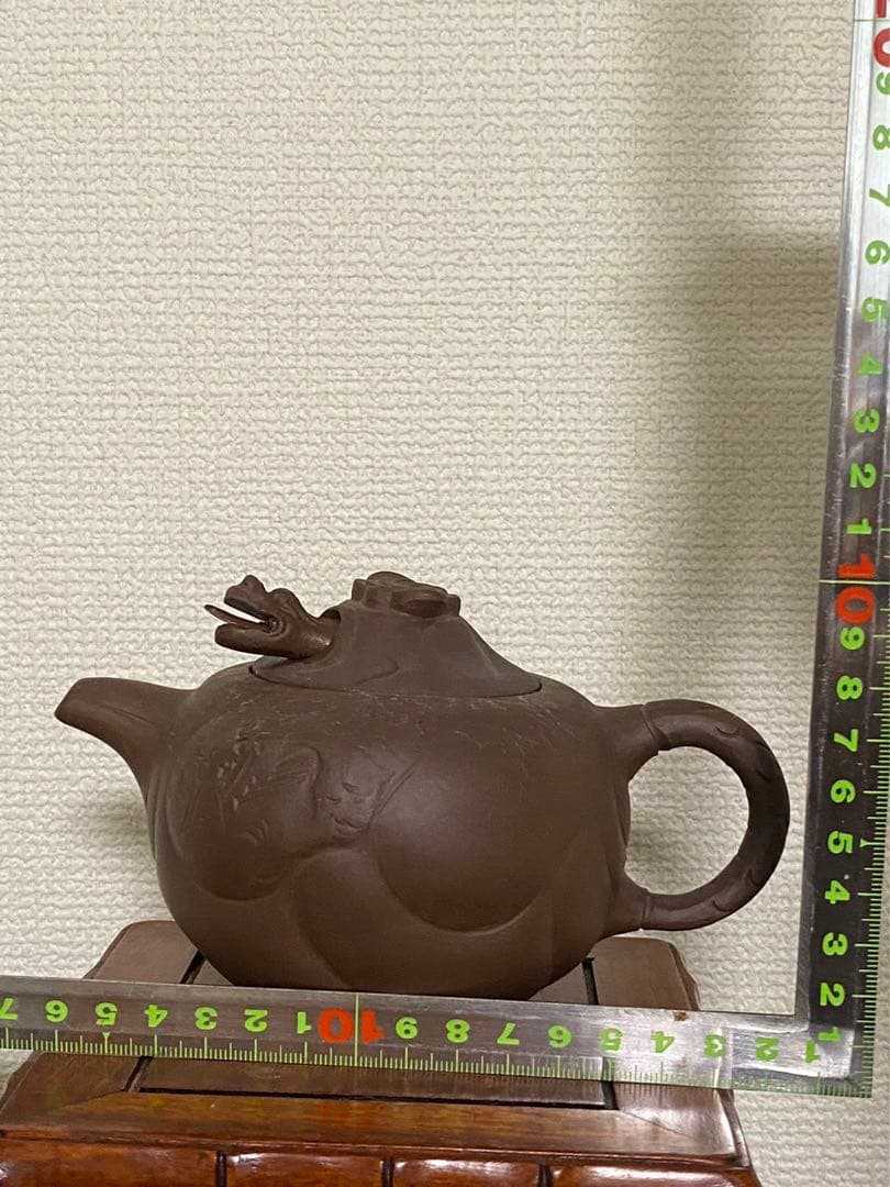 中国美術紫砂彫 魚化龍紋茶壺 陶磁器 後手急
須 茶壺 茶道具在名唐物 年代不明