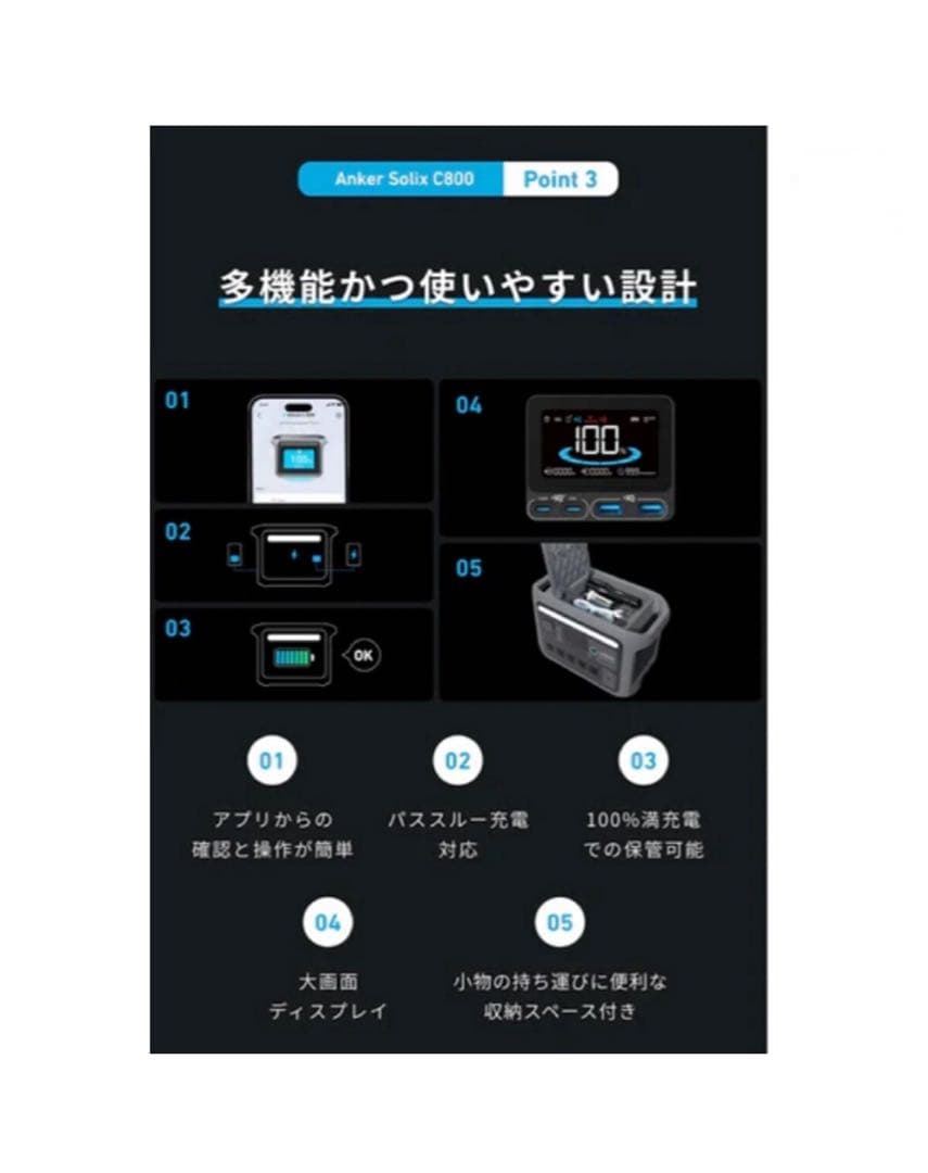 【新品】Anker アンカー ポータブル電源 Solix C800 防災対策