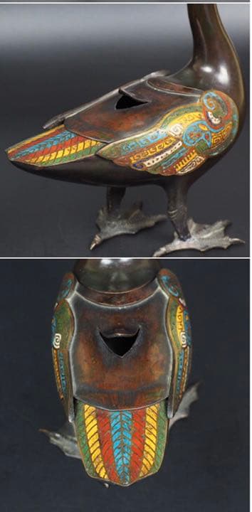 送料無料旧家蔵出 18-19世紀 銅製鴨形香炉/鴨子香薫　真作保証