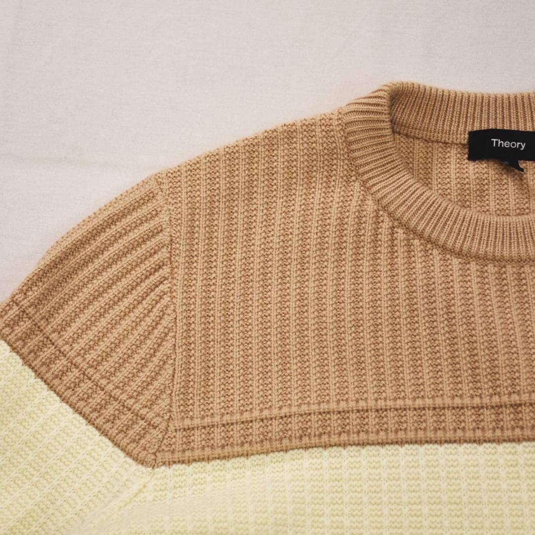 【人気】 セオリー クルーネック ブロックカラー ニット セーター S ♪