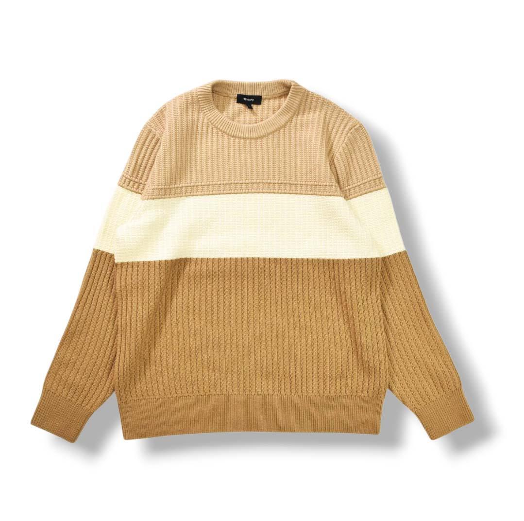 【人気】 セオリー クルーネック ブロックカラー ニット セーター S ♪