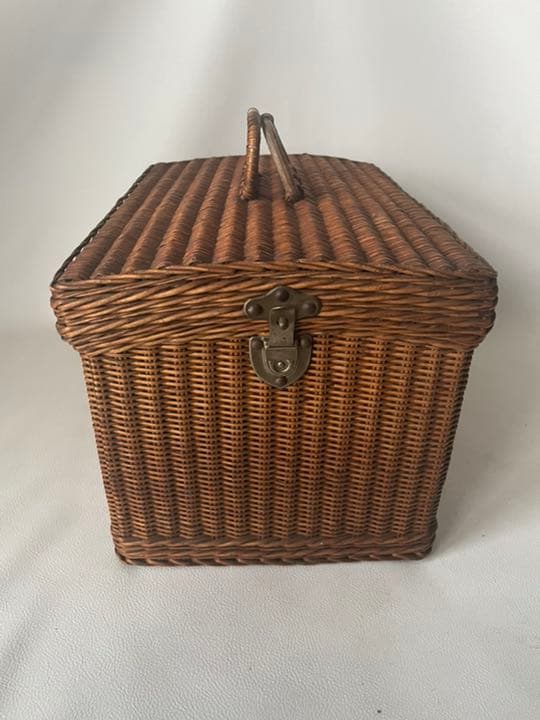 函館区 鐵藏 製 かなり古い 藤 ラタン 天然素材 手付き バスケット  戦前