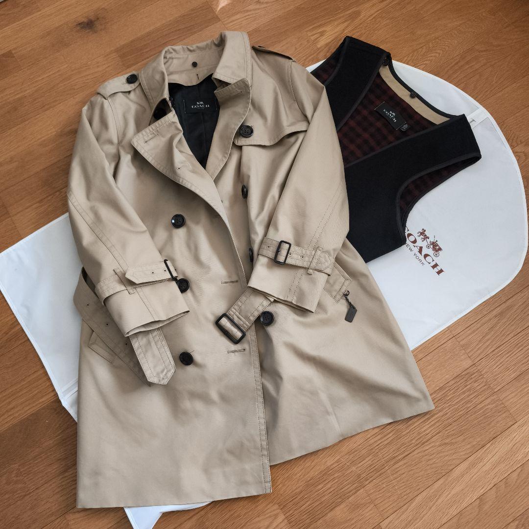 COACH 　コーチ　ベージュ トレンチコート　ライナー付き　希少！大きめサイズ