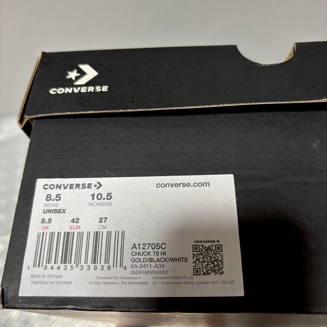 27cm ゴールド 豹 レザー ct70 チャックテイラー コンバース 古着