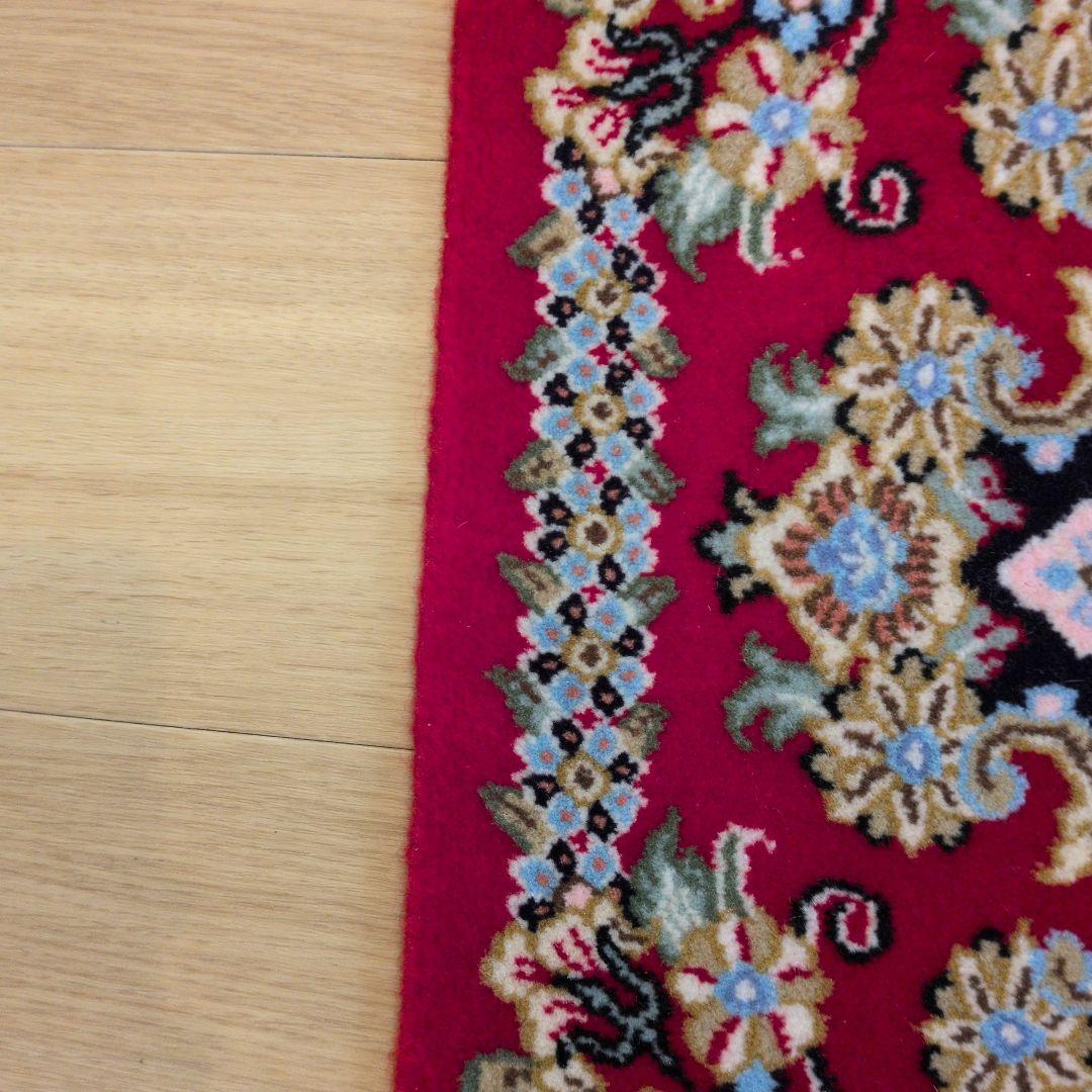 60x90cmペルシャ手織り・クム・マット(055)玄関・ラグ・絨毯・じゅうたん