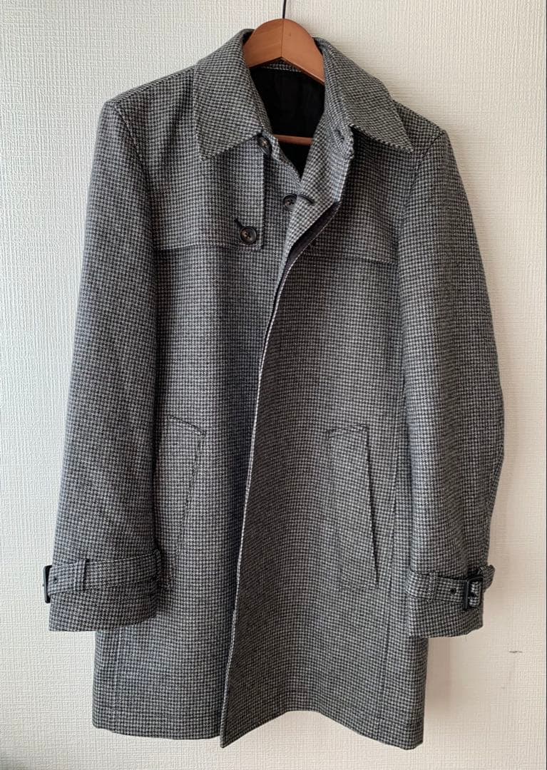 ps PAUL SMITH ポールスミス千鳥格子柄 比翼 ウール トレンチコート