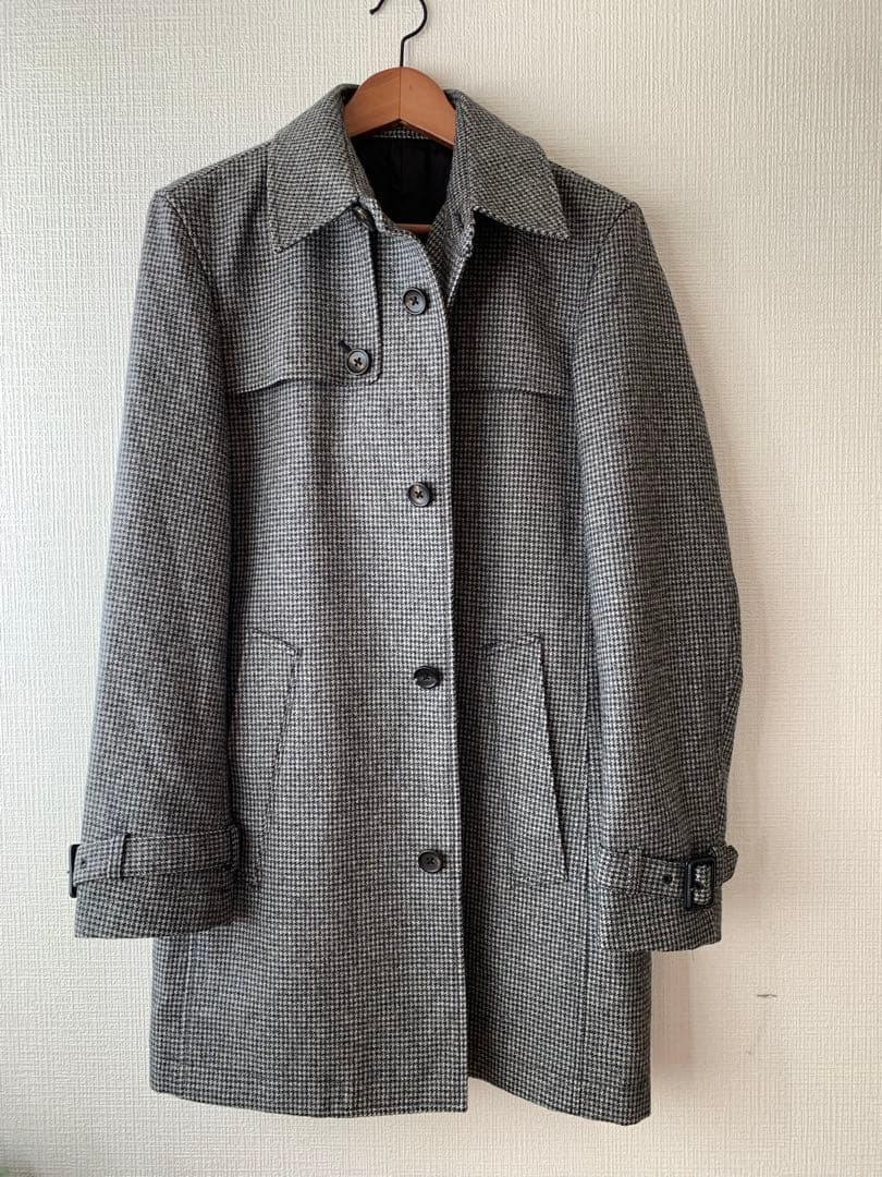 ps PAUL SMITH ポールスミス千鳥格子柄 比翼 ウール トレンチコート