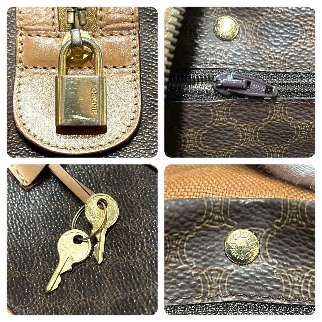 セリーヌ　ボストンバッグ　カデナ　マカダム柄　トリオンフ PVC 鍵　大容量