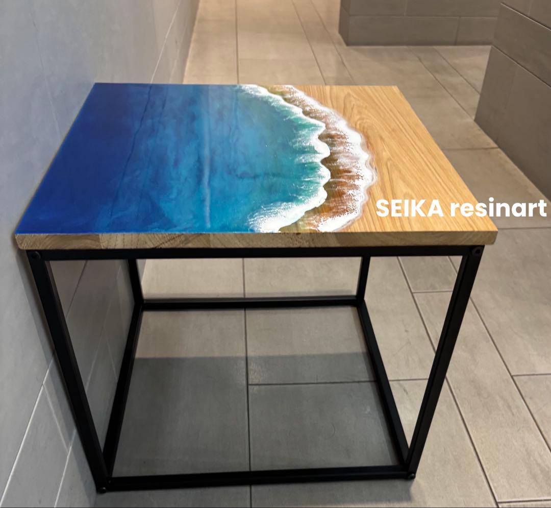 海レジン　レジンアート　レジンテーブル　サイドテーブル　インテリア