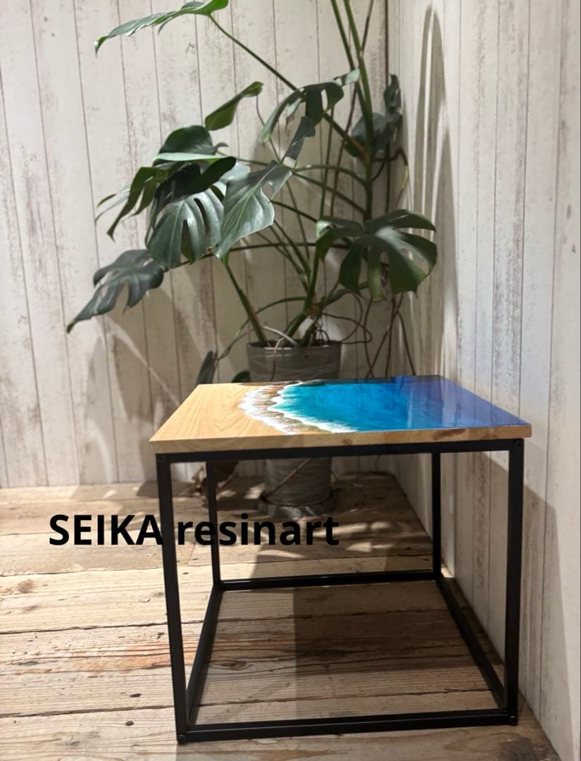 海レジン　レジンアート　レジンテーブル　サイドテーブル　インテリア