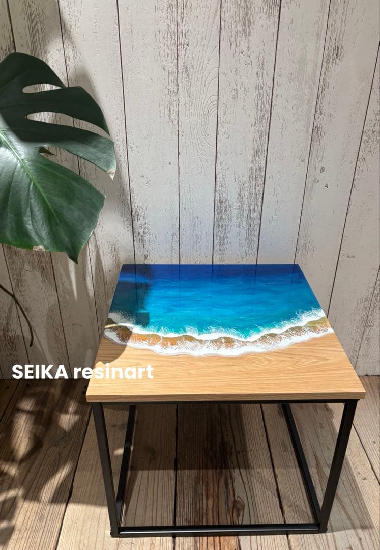 海レジン　レジンアート　レジンテーブル　サイドテーブル　インテリア