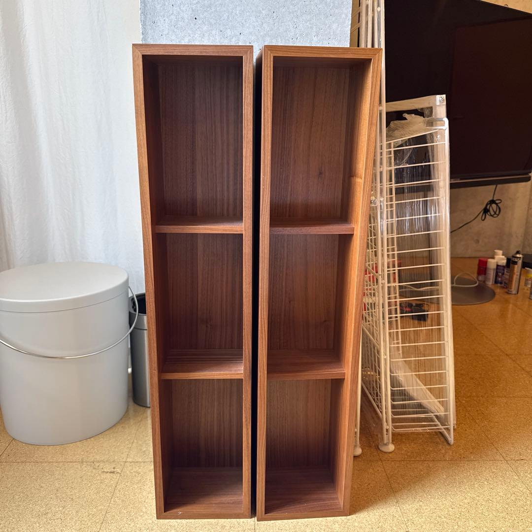無印　壁に付けられる家具箱 ウォールナット　８８ｃｍ　2台セット(金具無し)中古