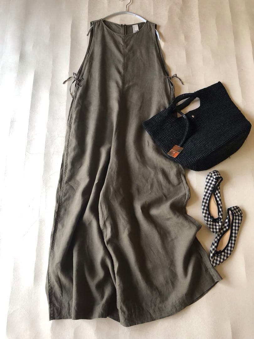 ビームス取扱♪ティッカ上質リネン100%ゆったりワイドパンツオールインワン♪