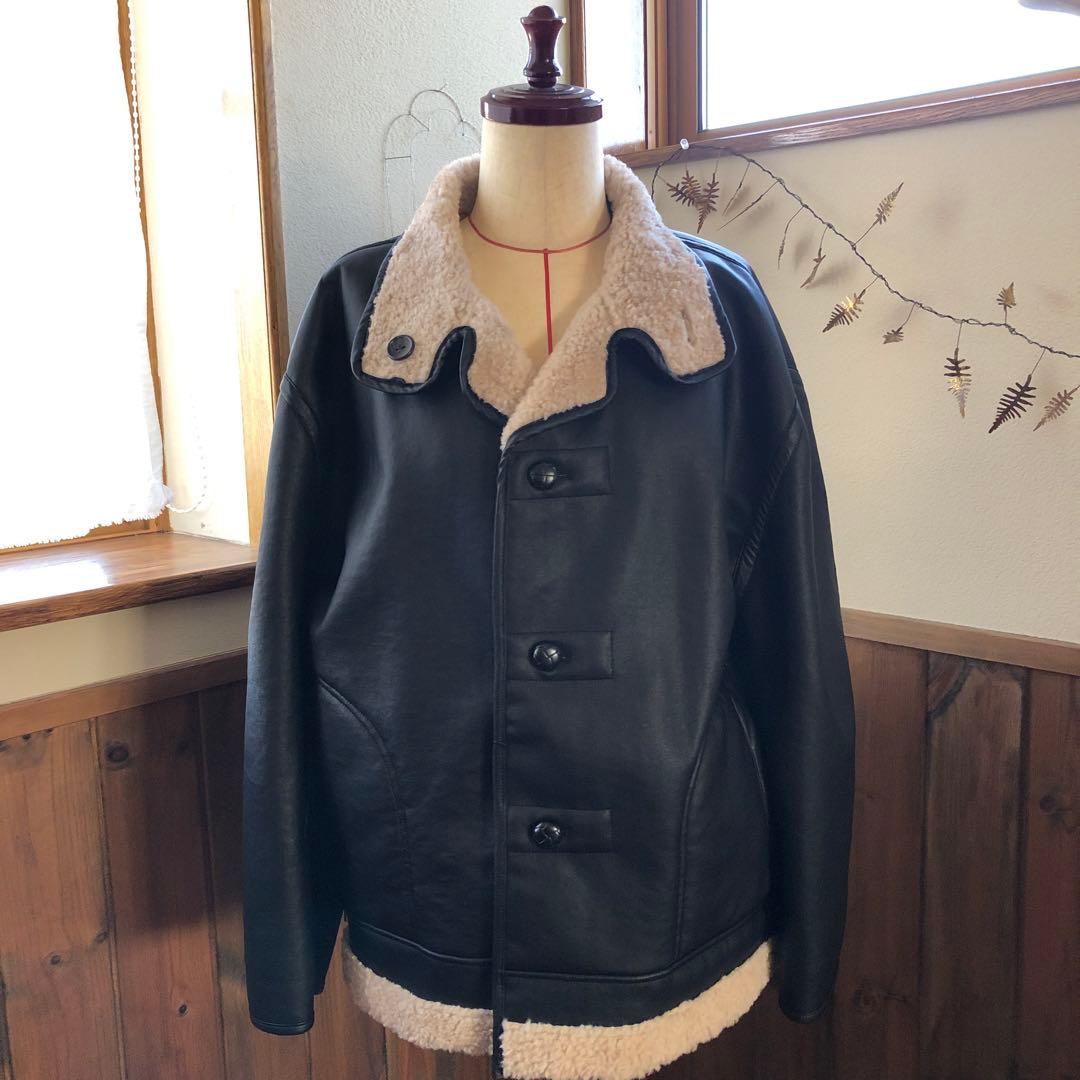 シェルパ素材 フェイクレザーボアジャケット　リバーシブル