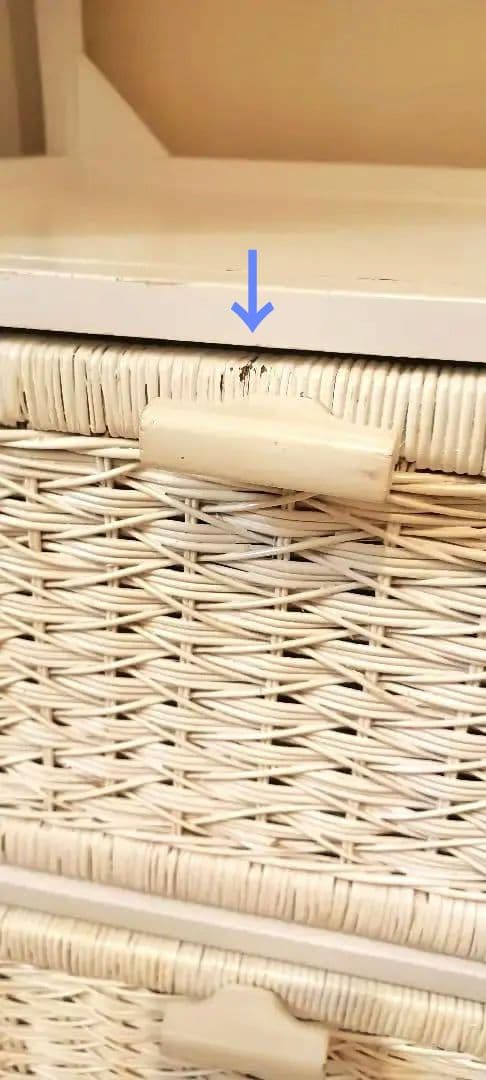 ホワイトラタン　籐　チェスト　飾り棚　天板ガラス　◆引き取り限定◆最終値下げ