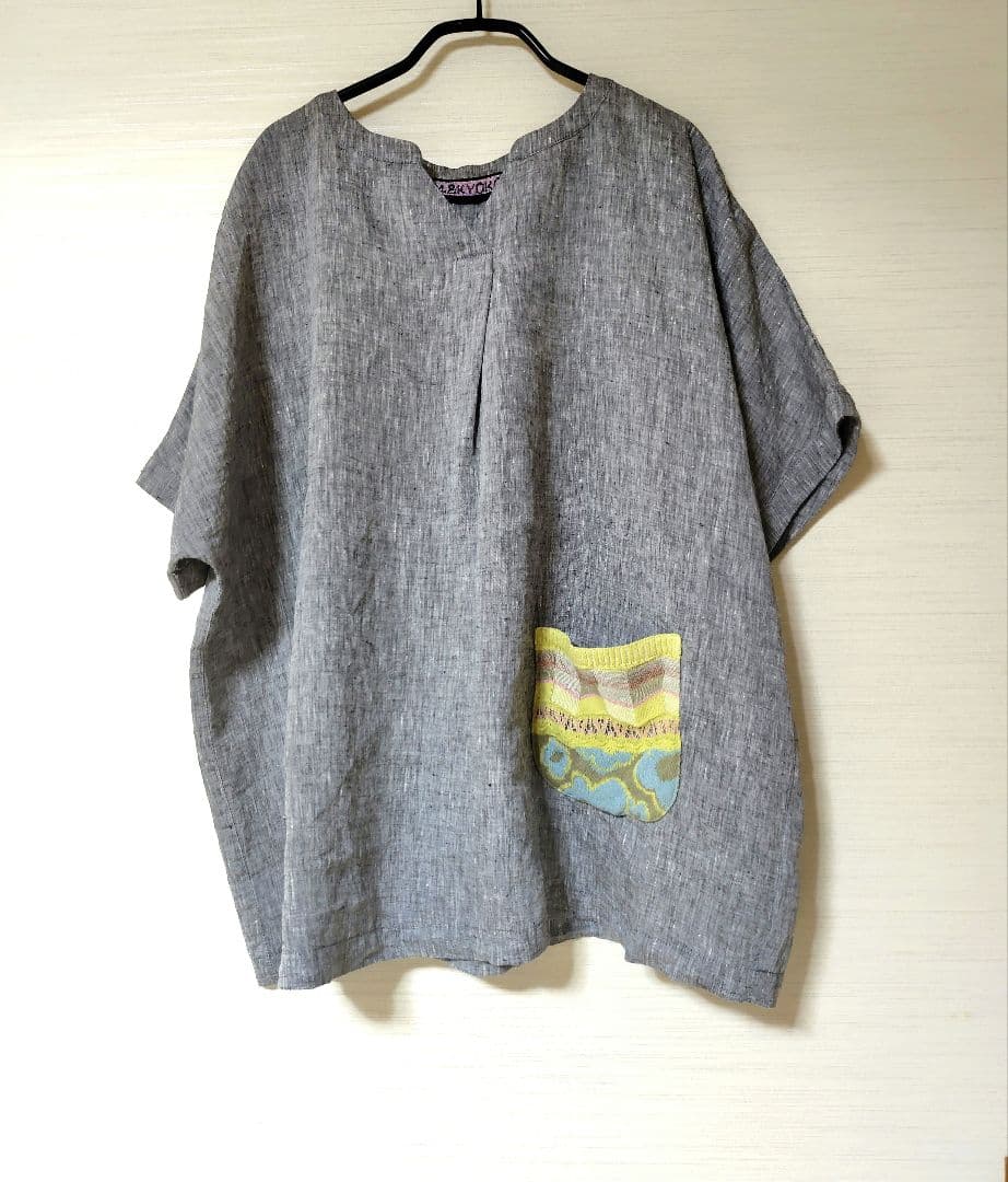 ≪M.&kyoko ≫ リネン 半袖ブラウス　　ポケット付　期間限定お値下げ