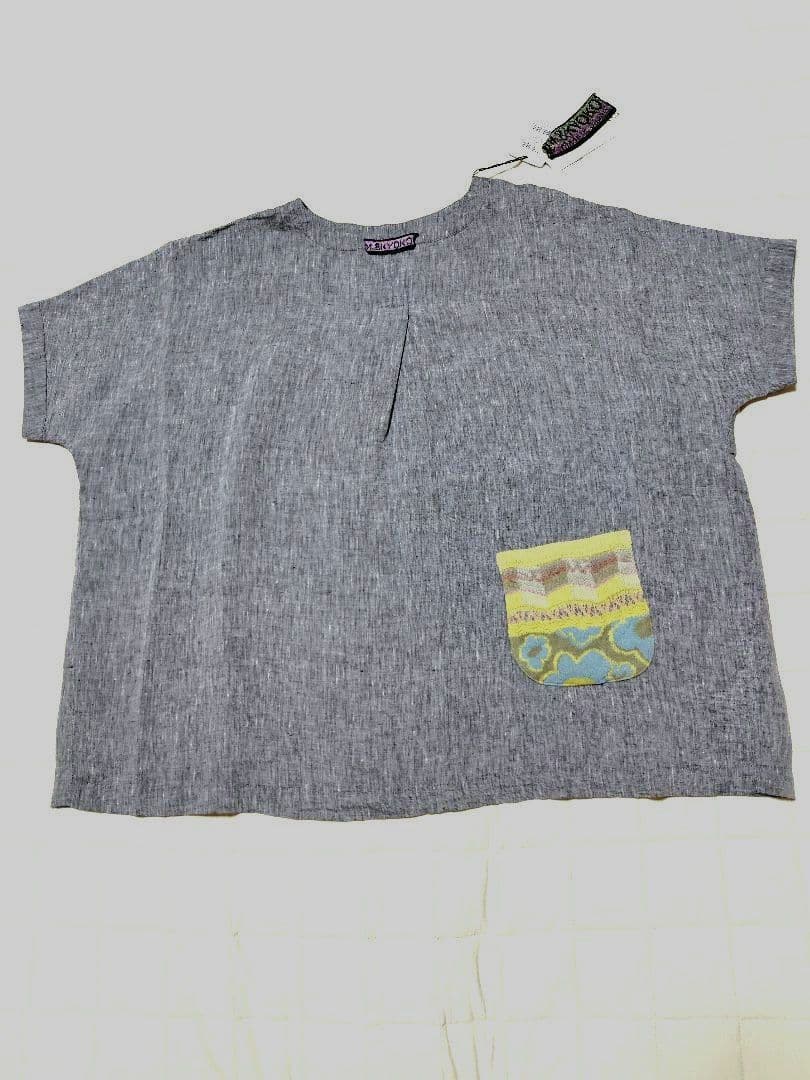 ≪M.&kyoko ≫ リネン 半袖ブラウス　　ポケット付　期間限定お値下げ