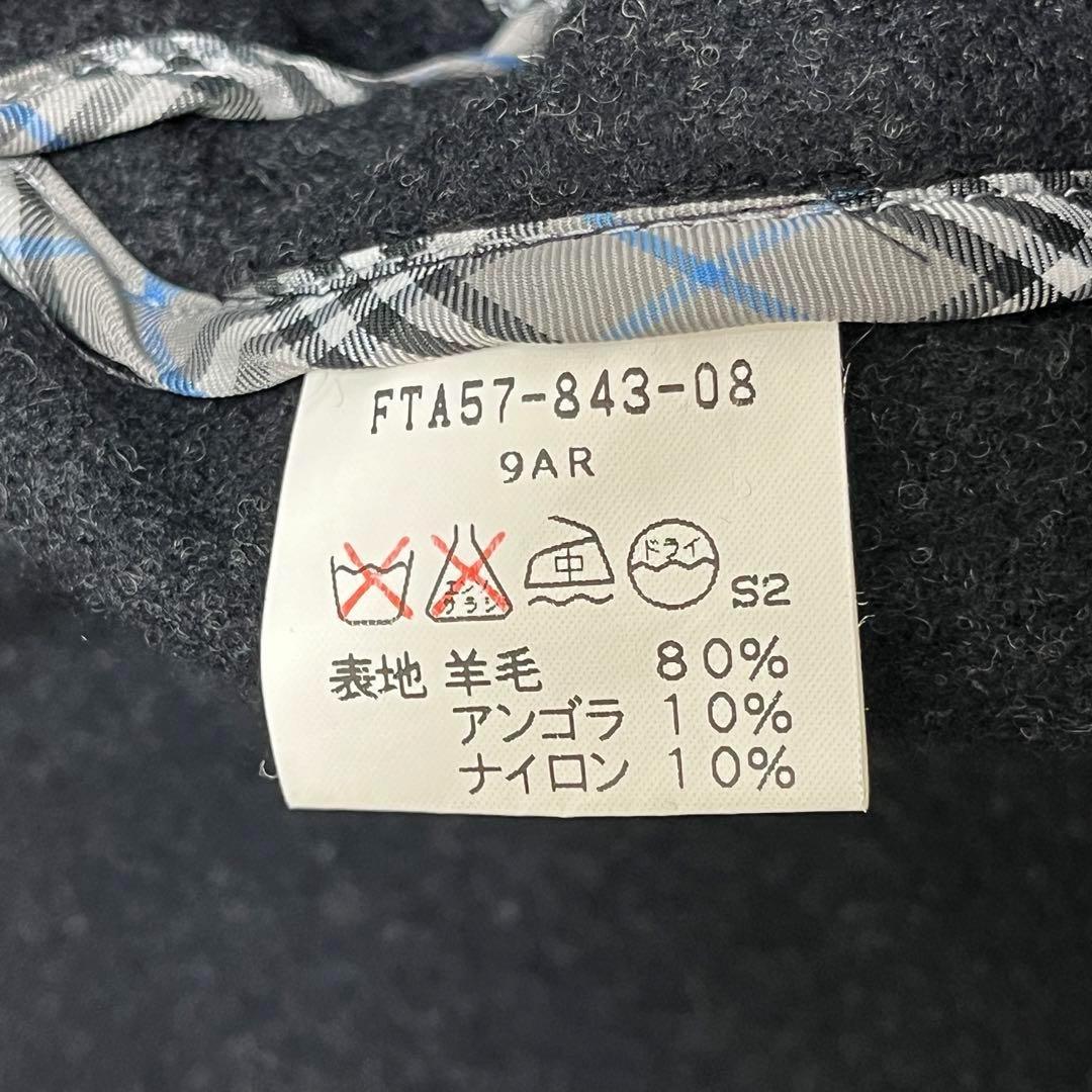 【美品】バーバリー ダッフルコート ノバチェック トグル ロング丈 アンゴラ 黒