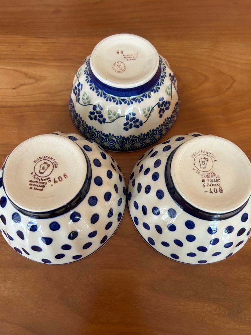 ポーリッシュポタリー　カフェオレボウル3点