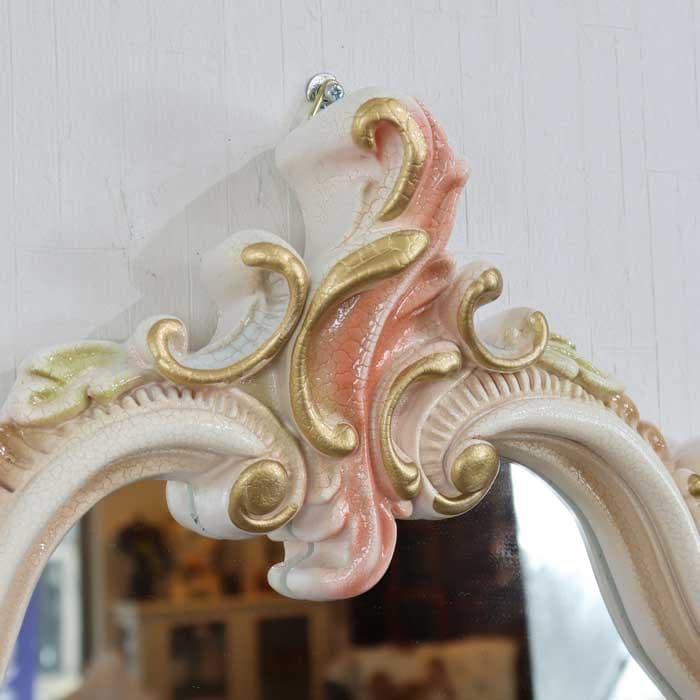 ロココ調 壁掛けミラーS 鏡 完成品 猫脚 姫家具