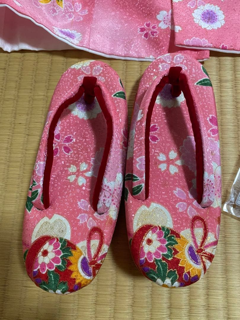 七五三　3歳　女の子セットおひな祭り　セット　着物　被布　草履　ピンク　美品
