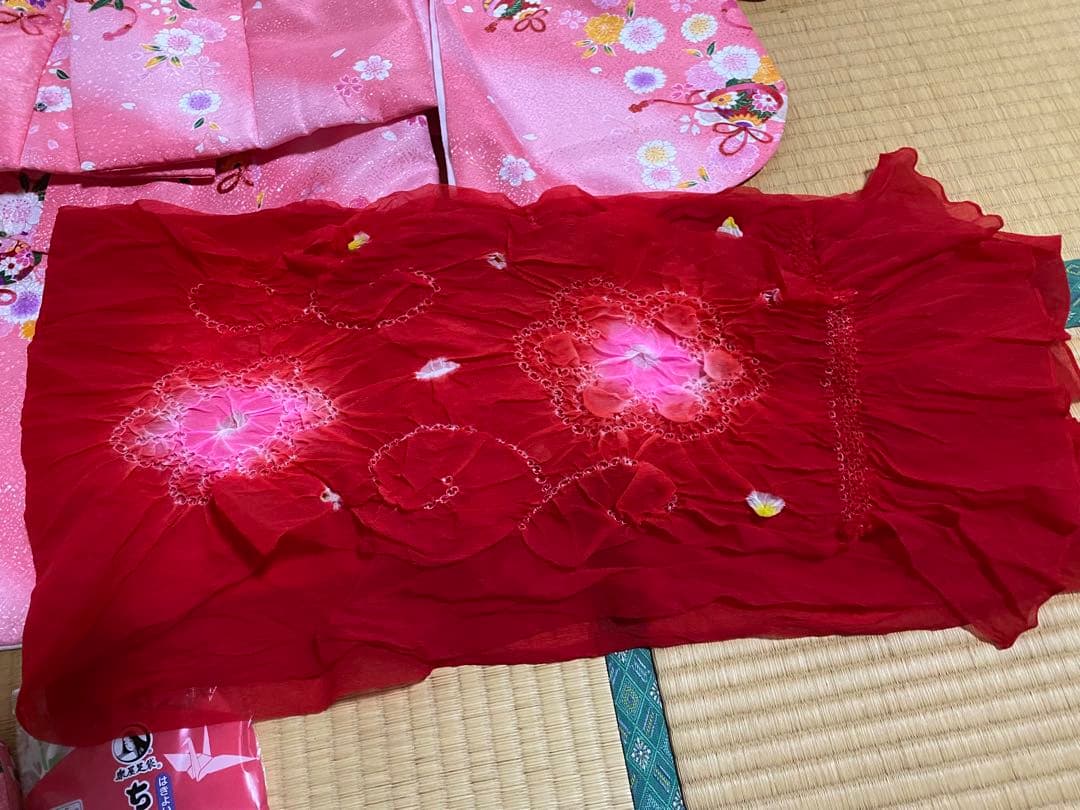 七五三　3歳　女の子セットおひな祭り　セット　着物　被布　草履　ピンク　美品