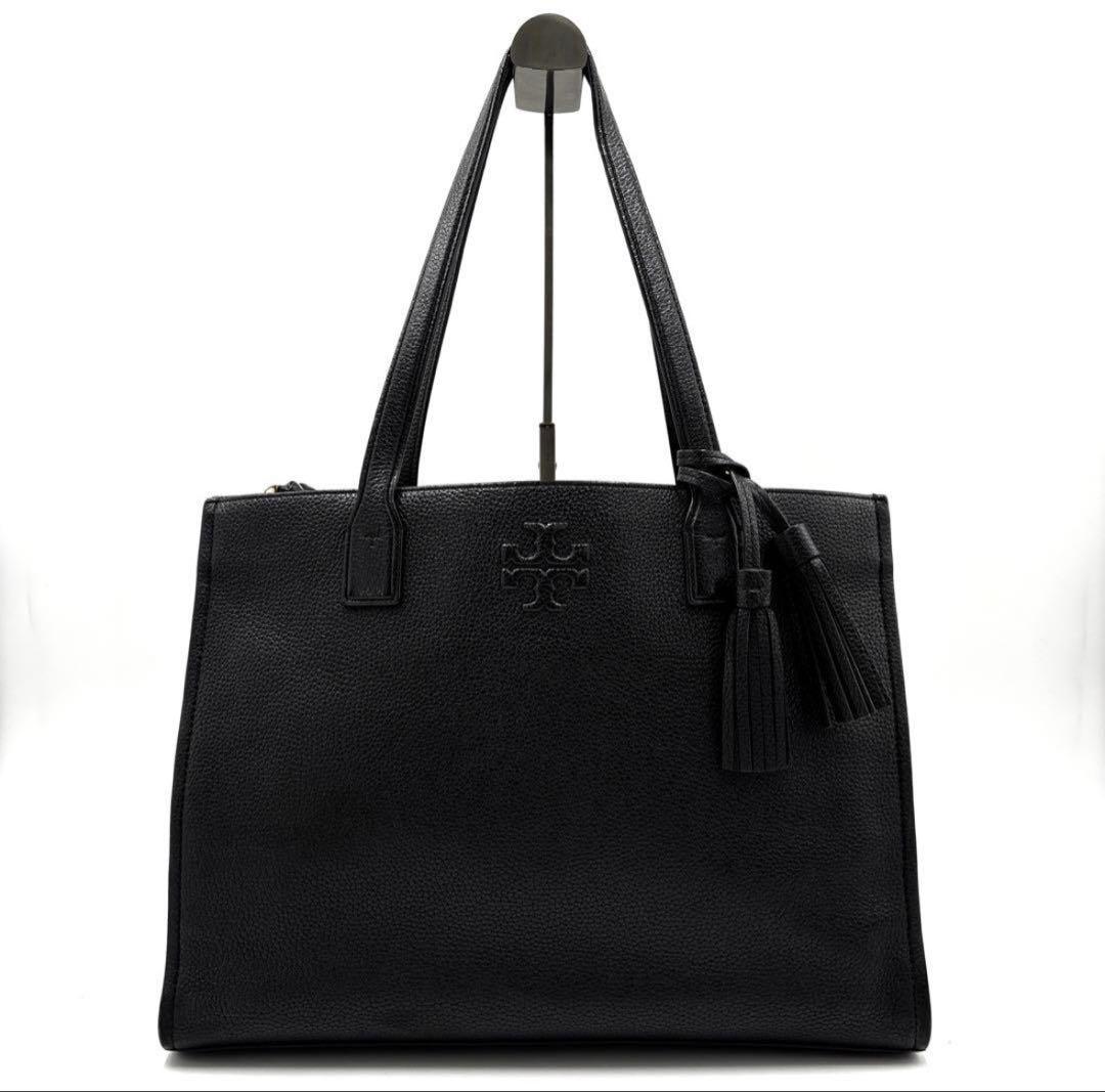 トリーバーチトートバッグ オールレザー 肩掛け A4可 ブラック 黒