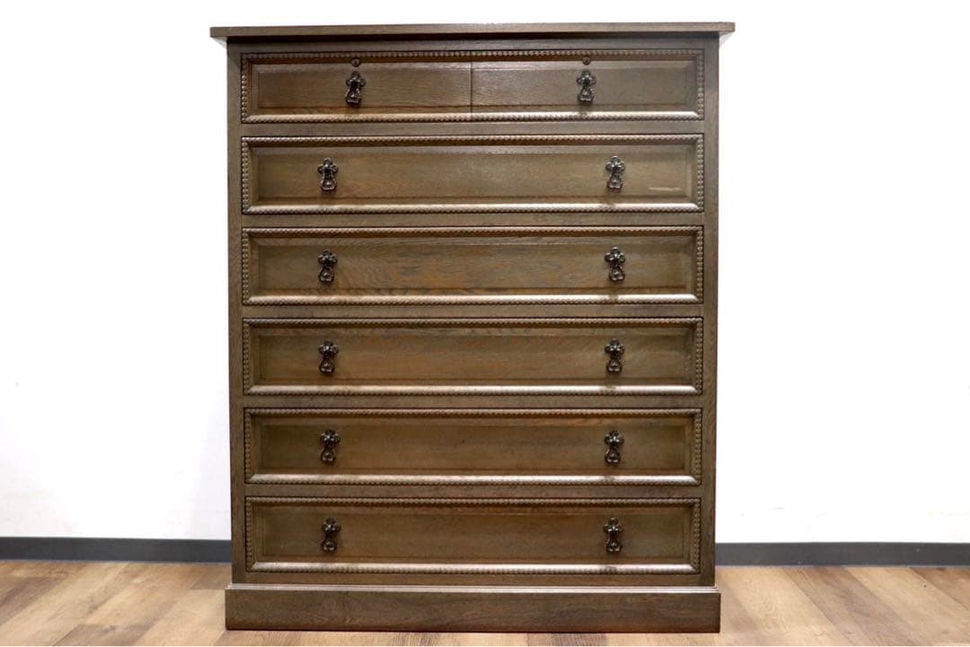 GMHK615○神戸家具 洋家具 6段チェスト 整理タンス 収納家具 彫刻 オー