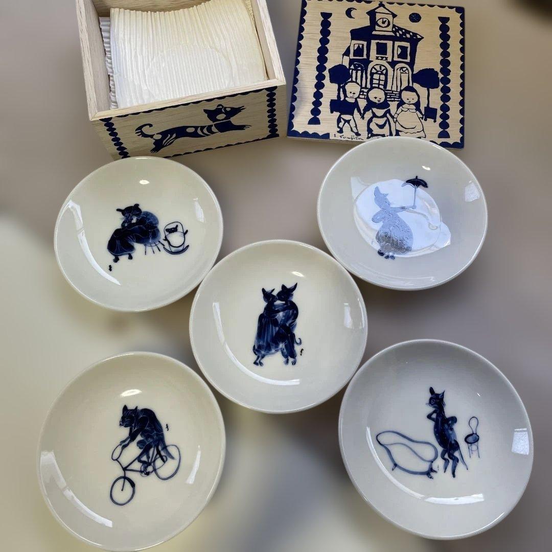 希少品 新品未使用 レオナール・フジタ 小皿 5枚セット 箱付き