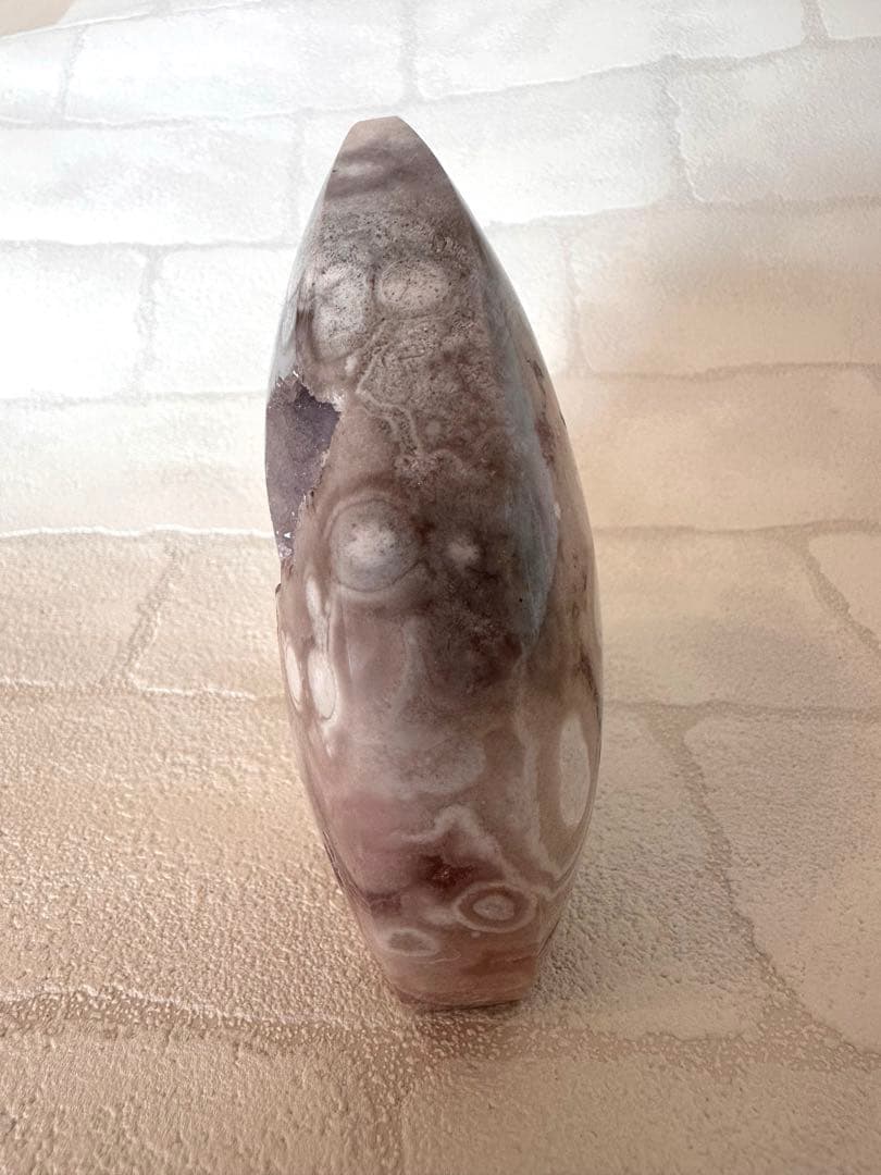 特価　ピンクアメジスト　フラワーアメジスト　丸玉模様　ジオード　フリーフォーム