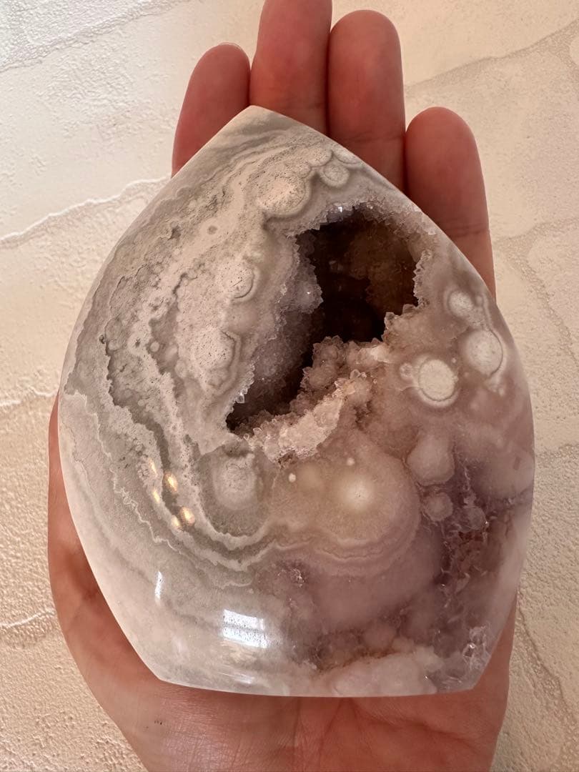 特価　ピンクアメジスト　フラワーアメジスト　丸玉模様　ジオード　フリーフォーム