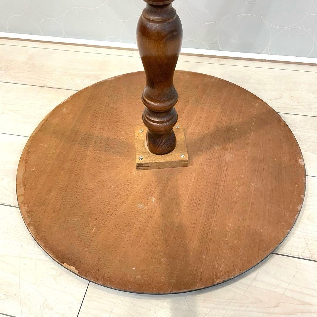 アンティーク調 木製 丸テーブル 象嵌 サイドテーブル 猫脚 北欧 クラシック
