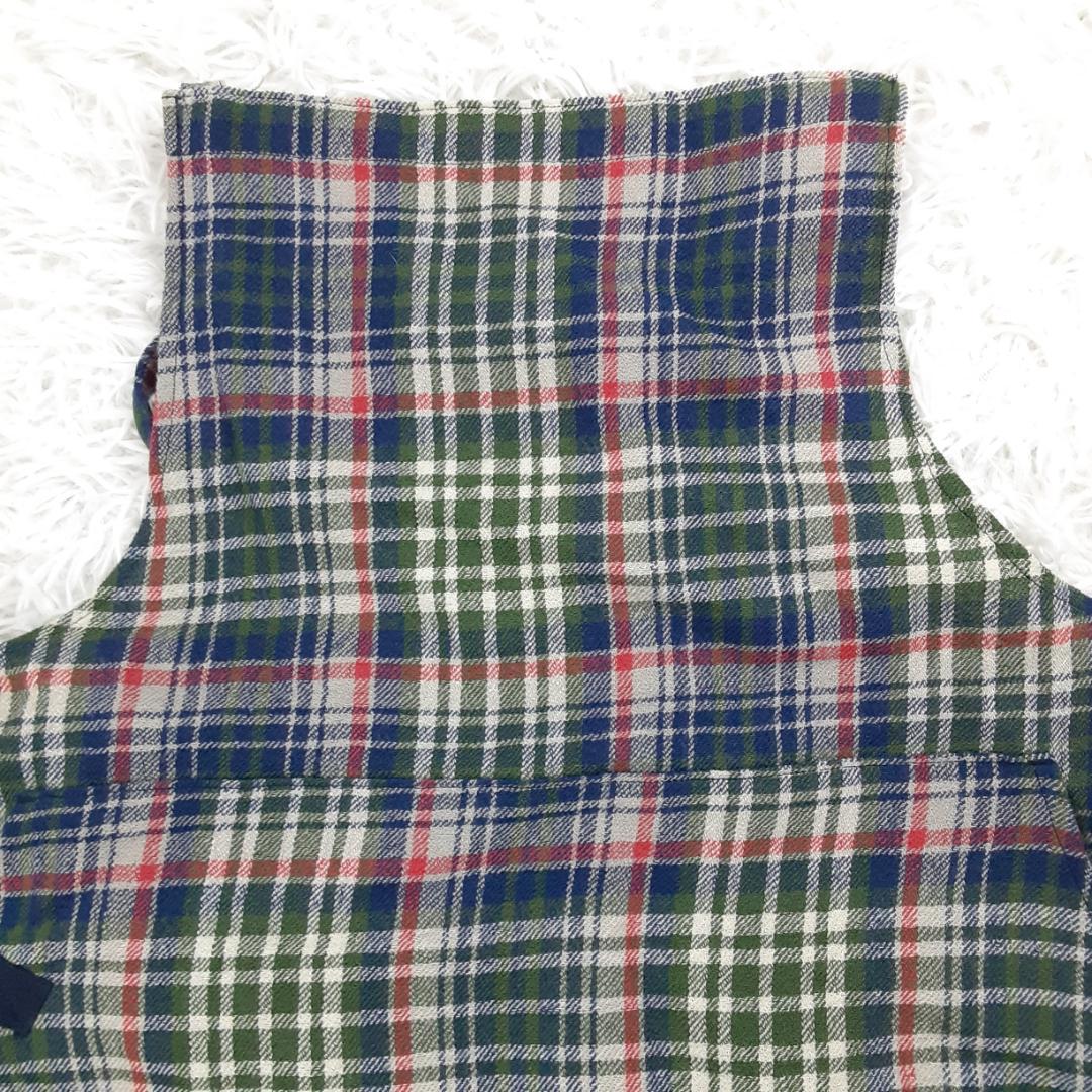 美品◎45rpm 45R エプロンワンピース マルチカラー チェック 日本製