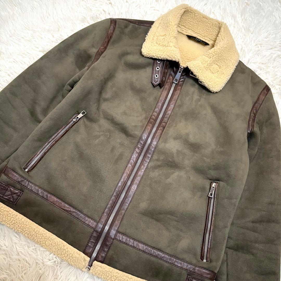 【美品】ZARA B-3 フライトジャケット ムートン L カーキ
