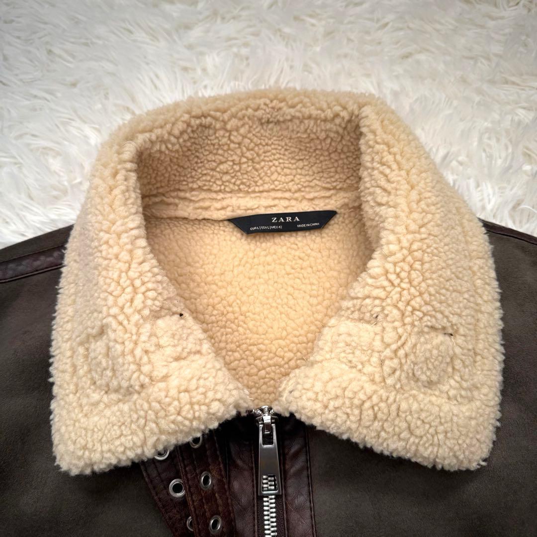 【美品】ZARA B-3 フライトジャケット ムートン L カーキ