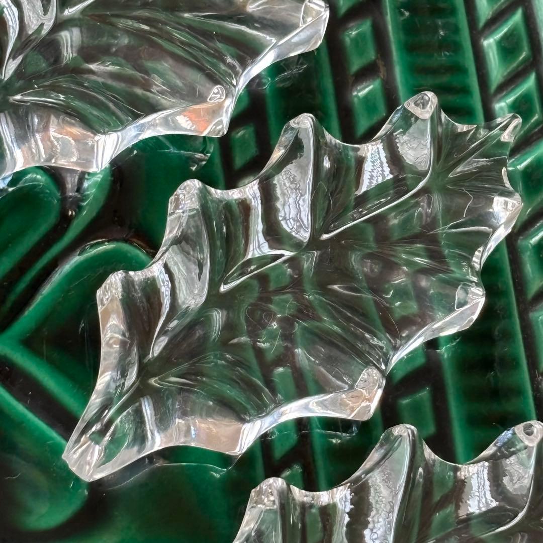 フランスアンティーク クリスタル カトラリーレスト ヒイラギ 5個セット